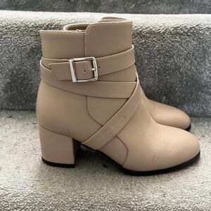 Wallis Taupe Ankle Boots with Strap Accent